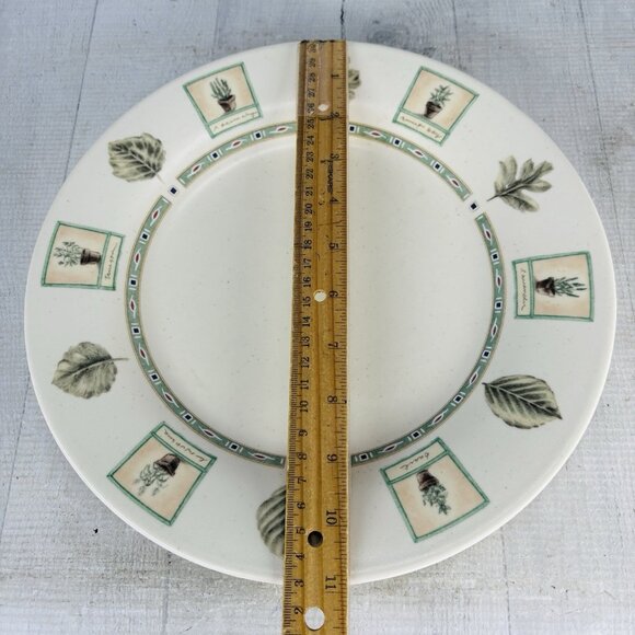 Pfaltzgraff NATUREWOOD Leaves Herbs Garden Tools Stoneware Dinner Plates Set 4 - Picture 11 of 16
